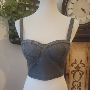 B.O.G. Collective 🖤 Denim Crop Top,  Size medium, NWT.